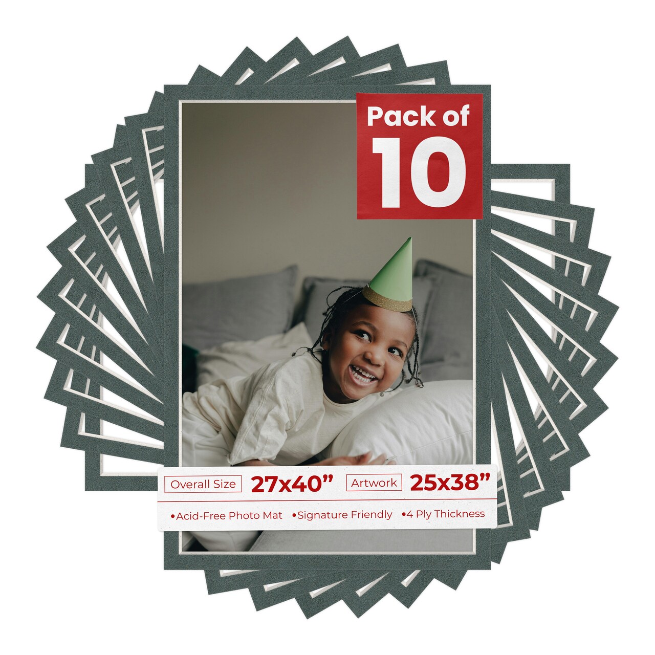 Dark Grey Suede Mat Board for 27x40 Frames - Fits 25x38 Photos
